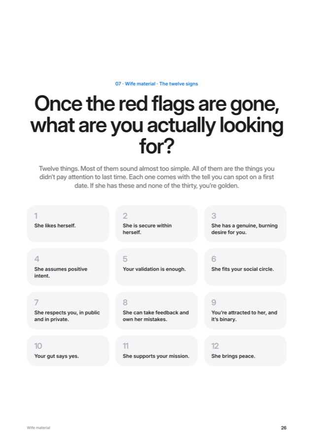 Page from the guide: Wife material, the twelve signs